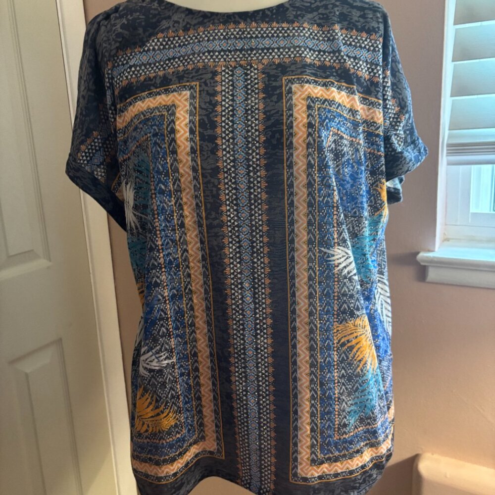 Casual multi blue and gold color top
